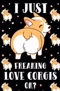 I Just Freaking Love Corgis OK?: Journal, Notebook or Diary for Welsh Corgi Lovers