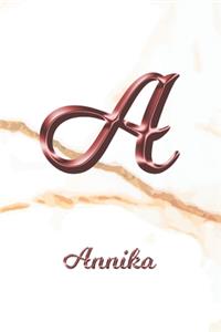 Annika: Sketchbook - Blank Imaginative Sketch Book Paper - Letter A Rose Gold White Marble Pink Effect Cover - Teach & Practice Drawing for Experienced & As