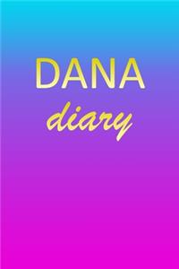 Dana: Journal Diary - Personalized First Name Personal Writing - Letter D Blue Purple Pink Gold Effect Cover - Daily Diaries for Journalists & Writers - J