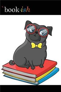 Journal Notebook For Dog Lovers Black Pug Sitting On Books