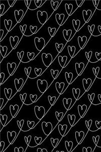 Journal Notebook White Scribbly Hearts Pattern 1