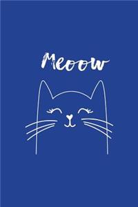 Cute Cat Meeow Notebook: Light Navy: Cute Notebook 240 Pages, Cute Notebook Diary, Cute Notebook for Girls, Cute Notebook Journal, Cute Notebook No Lines