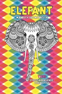 Malbuch Geometrisch - Stressabbauende Tiermotive - Tiere - Elefant