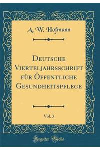 Deutsche Vierteljahrsschrift für Öffentliche Gesundheitspflege, Vol. 3 (Classic Reprint)