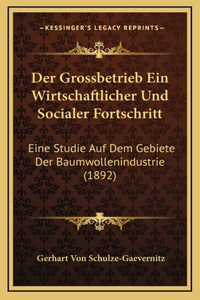 Der Grossbetrieb Ein Wirtschaftlicher Und Socialer Fortschritt