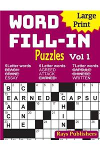 Large Print Word Fill-in Puzzles