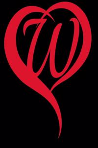 Monogram Initial Letter W Adorable Heart Red and Black