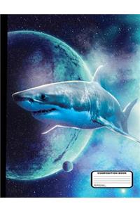 Killer Sharks in Outer Space Composition Notebook Blank Unruled 200 Pages / 100 Sheets, 9-3/4