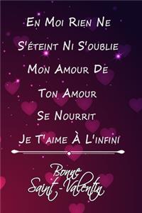 En moi rien ne s'éteint ni s'oublie mon amour de ton amour se nourrit je t'aime à l'infini bonne saint valentin