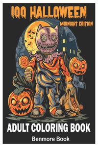 100 Halloween Midnight Edition Adult Coloring Book