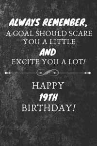 Always Remember A Goal Should Scare You A Little And Excite You A Lot Happy 19th Birthday