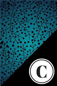 Initial C Personalized Monogram Journal Notebook BlueBlk Floral