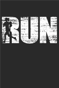 Run: 6 x 9 (A5) Graph Paper Squared Notebook - Distressed Look Running Journal Gift For Runners (108 Pages)