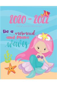 2020-2022 Three 3 Year Planner Mermaid Monthly Calendar Gratitude Agenda Schedule Organizer
