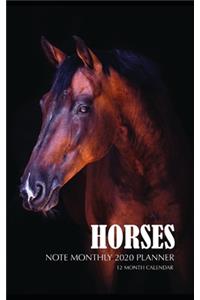 Horses Note Monthly 2020 Planner 12 Month Calendar