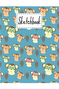 Sketchbook: Cute Monkeys Gifts Cartoon Blank Sketchbook 8.5" x 11" For Kids Girls Boys men Women Teens For Drawing, Painting & doodling. - Gifts For Monkeys Lov