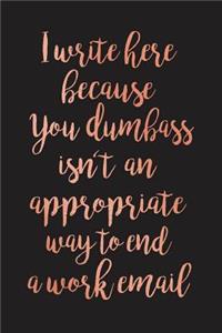 I Write Here Because You Dumbass Isn't an Appropriate Way to End a Work Email