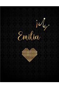 Emilia: Black Personalized Lined Journal with Inspirational Quotes