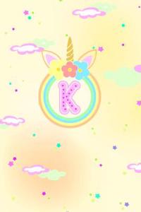 Unicorn Horn Monogram Journal - Letter K