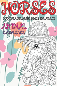 Mandala Coloring Books for Adults Easy Level - Animal - Horses