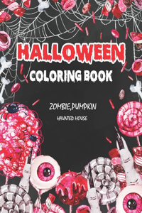 Halloween Coloring Book (Zombie, Pumpkin, Haunted House)