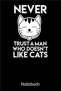 NEVER TRUST A MAN WHO DOESN'T LIKE CATS Notizbuch