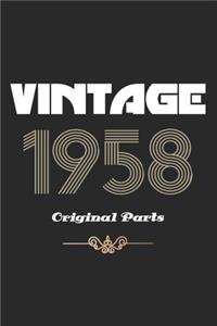 Retro Birthday - Vintage 1958 Notebook Original Parts Gift