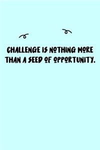 Challenge is nothing more than a seed of opportunity. Journal