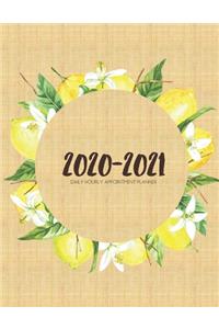 Daily Planner 2020-2021 Watercolor Lemons 15 Months Gratitude Hourly Appointment Calendar