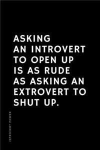 INTROVERT POWER Asking an introvert to open up is as rude as asking an extrovert to shut up