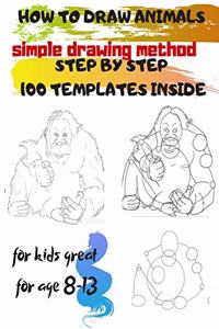 HOW TO DRAW ANIMALS simple drawing method STEP BY STEP 100 TEMPLATES INSIDE