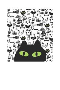 Cool Halloween Cat 120 Page Notebook Lined Journal Cute Black Cat