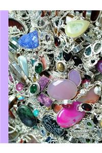 Sparkling Silver & Crystal Gemstones Blank Notebook Journal
