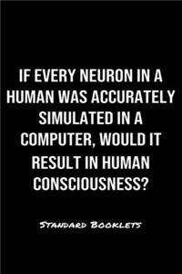 If Every Neuron In A Human Was Accurately Simulated In A Computer Would It Result In Human Consciousness?