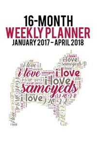 2017-2018 Weekly Planner - Wordcloud Samoyed