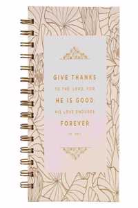 Christian Art Gifts Journal W/Scripture for Women Give Thanks Psalm 106:1 Bible Verse White/Gold 192 Ruled Pages, Large Hardcover Notebook, Wire Bound