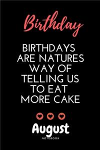 August birthday notebook - Amazing birthday notebook with black cover