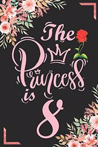 The Princess Is 8: 8th Birthday & Anniversary Notebook Flower Wide Ruled Lined Journal 6x9 Inch ( Legal ruled ) Family Gift Idea Mom Dad or Kids in Holidays - Marble &