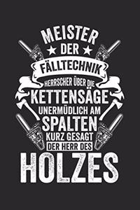 Meister der Fälltechnik Herrscher über die Kettensäge unermüdlich am spalten kurz gesagt Der Herr des Holzes