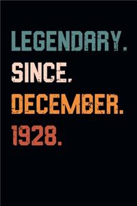 Blank Lined Journal, Notebook, Diary, Planner - Legendary Since December 1928 - 91st Birthday Gift For 91 Years Old Men and Women born in December