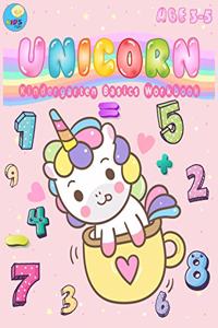 Unicorn Kindergarten Basics Workbook: Fun activities math skills with count 1 -20, color, paste cut images, write missing numbers, match numbers with the number of objects