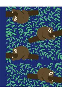 Sloth Notebook: College Ruled 8.5 x 11 - 100 Sheets - Cute Sloth Notebook for students, kids, teens, boys girls, work