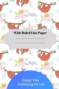 Cute Sloth Theme Wide Ruled Line Paper