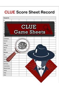 Clue Score Sheet Record, Clue Game Sheets