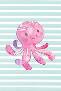 Pink Octopus Watercolor Stripe Journal, Blank Sketch Paper