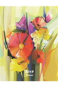 2019 Planner: Large Weekly and Monthly Planner with Flower Coloring Pages (Volume 2)