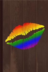 Rainbow Kissy Lips Journal Notebook: Blank Lined Ruled for Writing 6x9 110 Pages