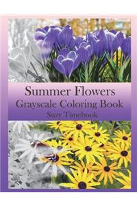 Summer Flowers Grayscale Coloring Book