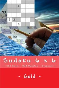 Sudoku 6 X 6 - 250 Even - Odd Puzzles - Diagonal - Gold