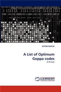 A List of Optimum Goppa Codes